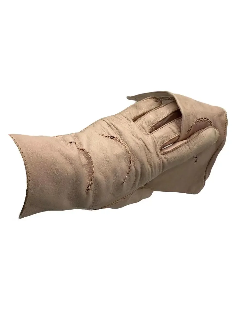 60s Carlee Vintage Kidskin Gloves: Pink Leather, Over-the-Wrist, Size 6 1/2